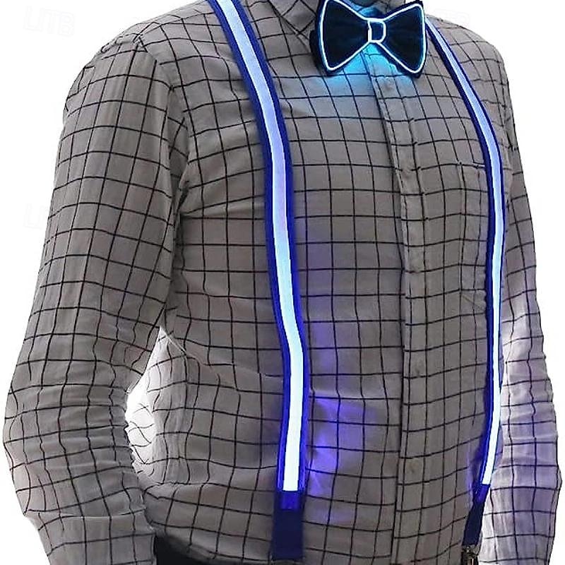 1 conjunto de gravata borboleta com led brilhante, conjunto para festa masculina, halloween, natal, casamento, festival, bar, decoração de festa de 2025 por $19.99 –P6