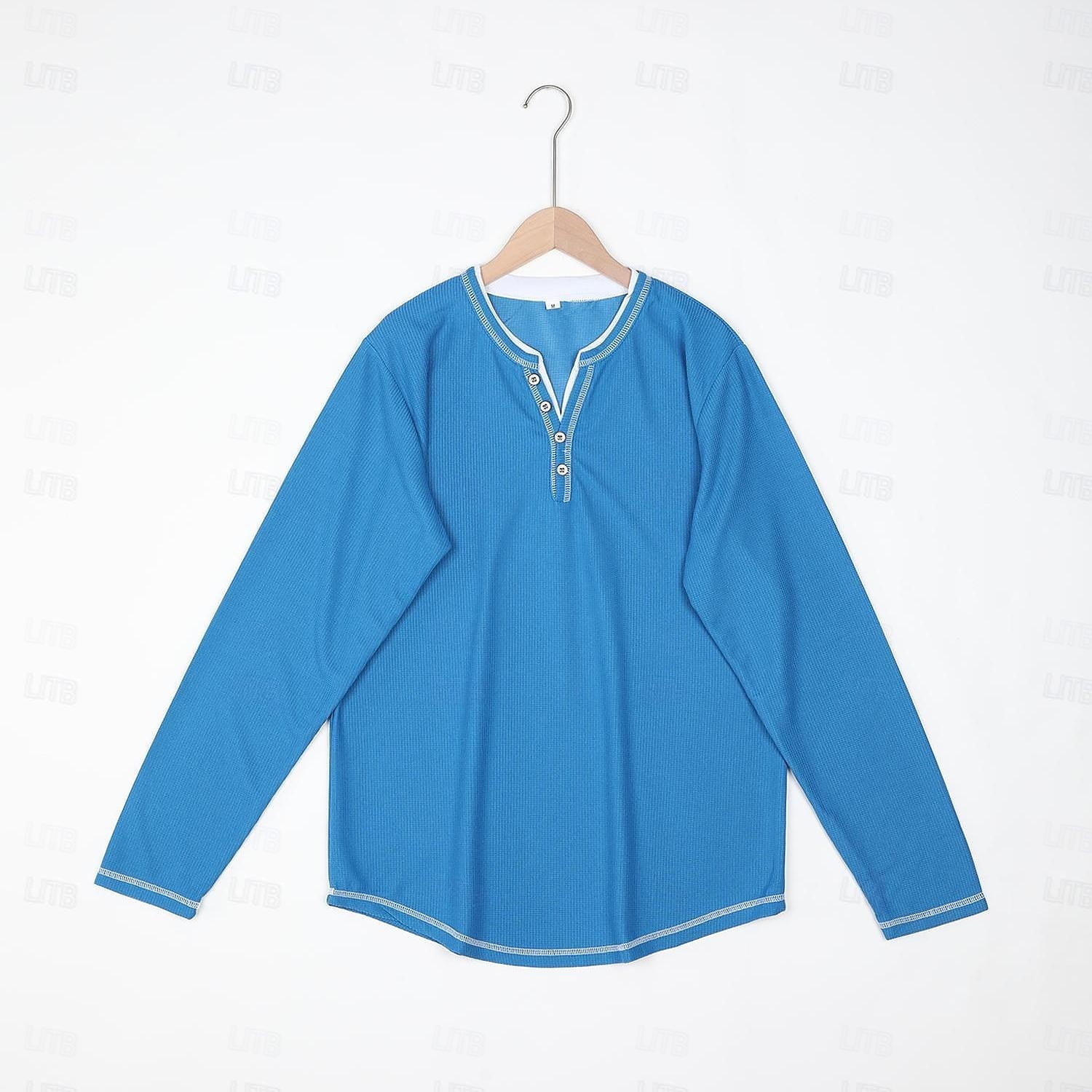 Herr T-shirt Waffle Henley Shirt Henleytröja T-tröja Långärmad tröja Färgblock Henley Gata Semester Långärmad Lappverk Kläder Mode Designer Grundläggande 2025 - $20.99 –P4