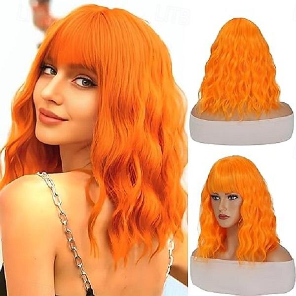parrucca bob caschetto corto parrucca ondulata con la frangetta per le donne parrucca riccia sciolta lunghezza della spalla parrucca sintetica parrucca cosplay per la ragazza uso quotidiano parrucca del 2025 a $18.49 –P5