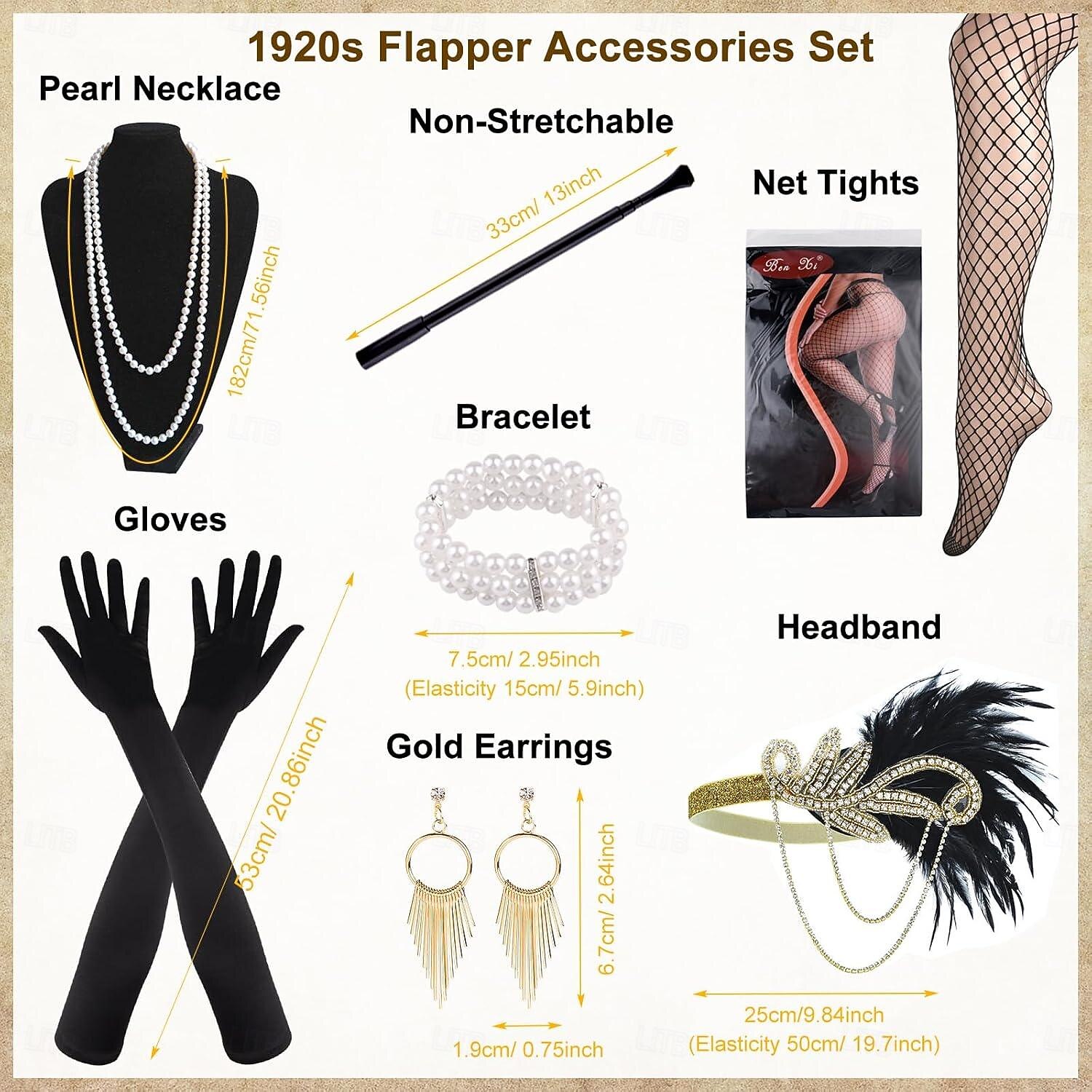 Set Anni Ruggenti Anni 1920 Lunghezza alla caviglia Vestito Abito da sera Abiti con accessori Senza maniche Il grande Gatsby Charleston Invitato al matrimonio Paillettes Piuma Scollo a V Costume Per del 2026 a $83.99 –P3