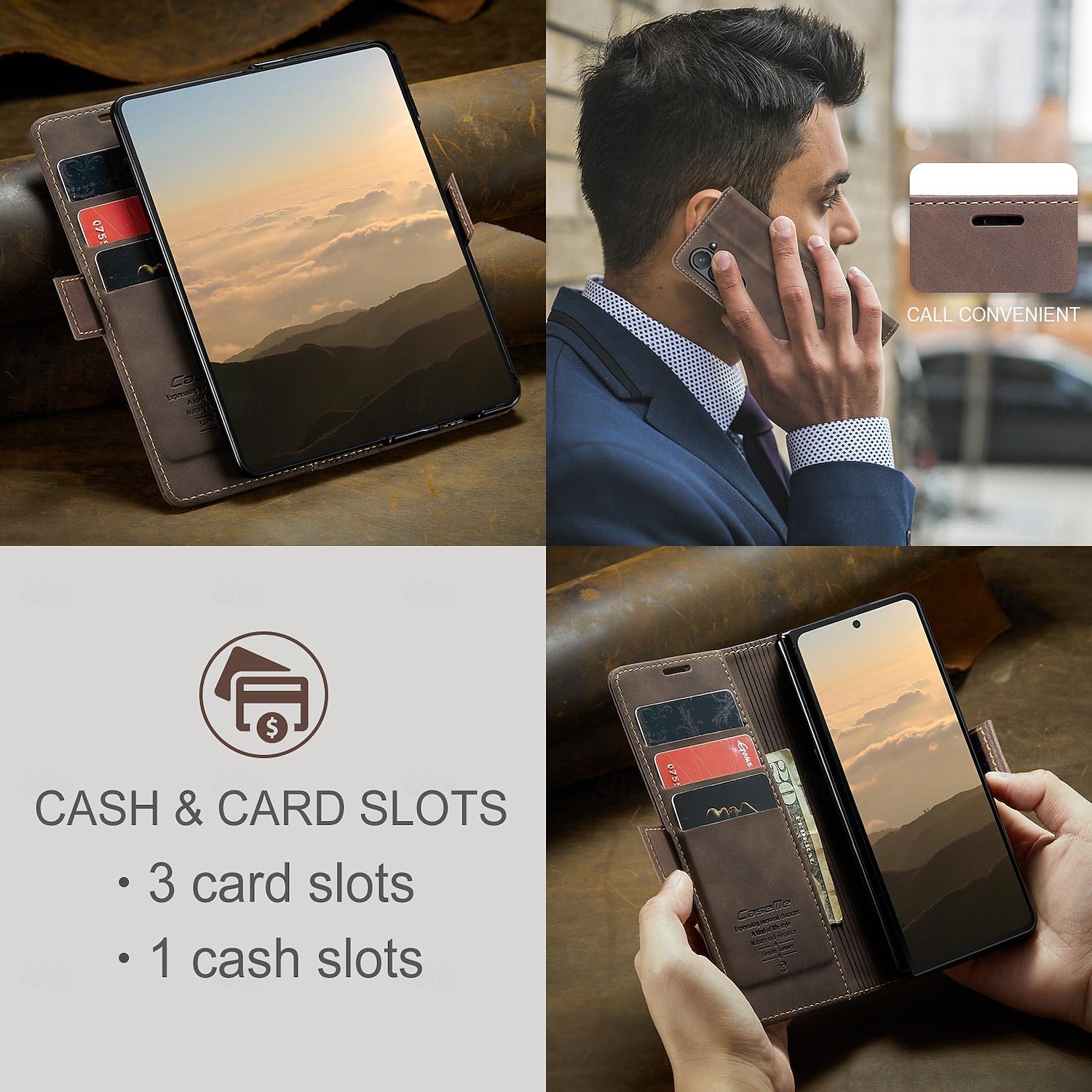 هاتف غطاء من أجل سامسونج جالاكسي زي فولد 6 Z Fold 5 Z Fold 4 حافظة بطاقة المحفظة فتحة لبطاقة ضد الصدمات مكتب  /  الأعمال TPU 2025 - $18.99 –P8