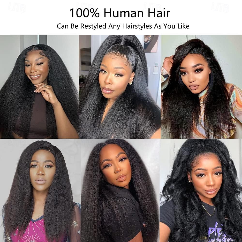 Peluca recta rizada con encaje frontal de 13x6, pelucas de cabello humano con cierre frontal recto yaki transparente hd para mujeres, peluca sin cola de 20 pulgadas con densidad de 180%, prearrancada 2025 - $205.49 –P14