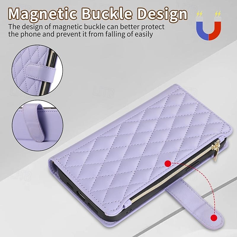 Phone Case For Samsung Galaxy iPhone 16 iPhone 15 Pro Max Plus iPhone 14 13 12 11 Pro Max Plus Mini Wallet Case with Stand Holder Magnetic Zipper Retro TPU PU Leather 2025 - $21.99 –P4