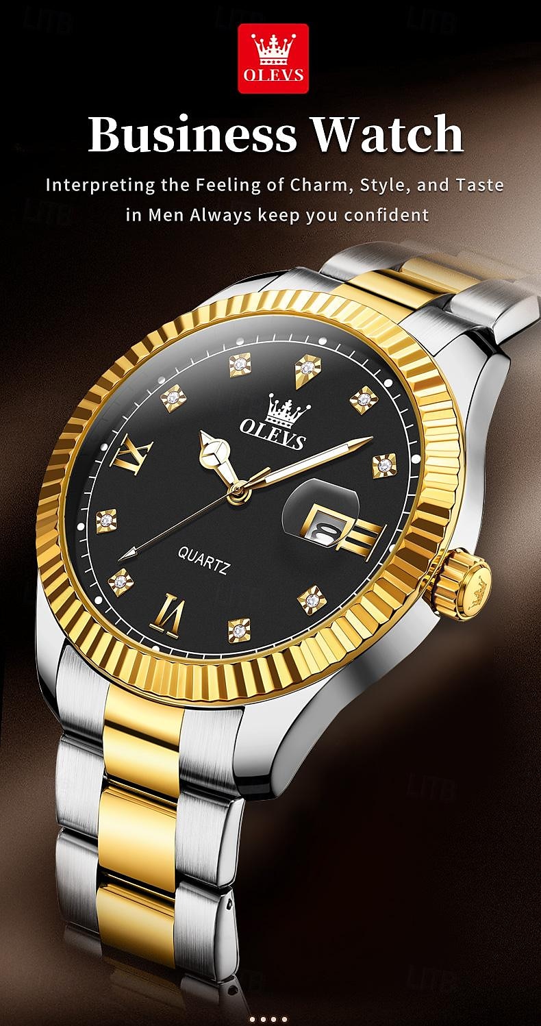OLEVS Men Quartz Watch Fashion Business Wristwatch Luminous Calendar Waterproof Decoration Steel Watch 2025 - $27.99 –P1
