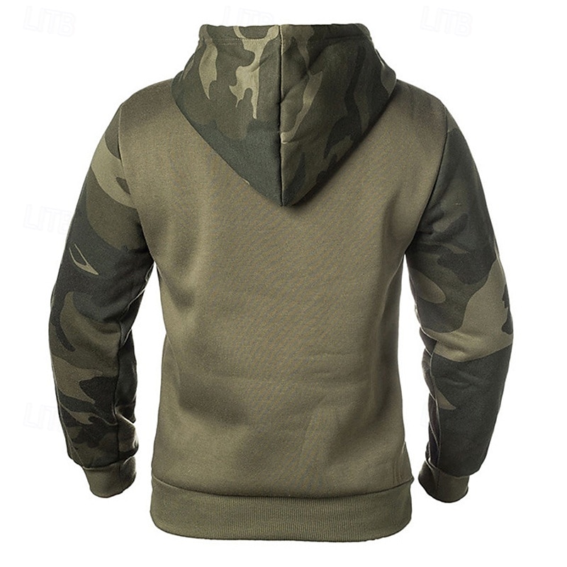 Hombre Sudadera Negro Verde Ejército Caqui Con Capucha Bloque de color Color Camuflaje Retazos Bolsillo Deporte Diario Festivos Ropa de calle Básico Casual Primavera & Otoño Ropa Sudaderas con capucha 2025 - $23.99 –P6