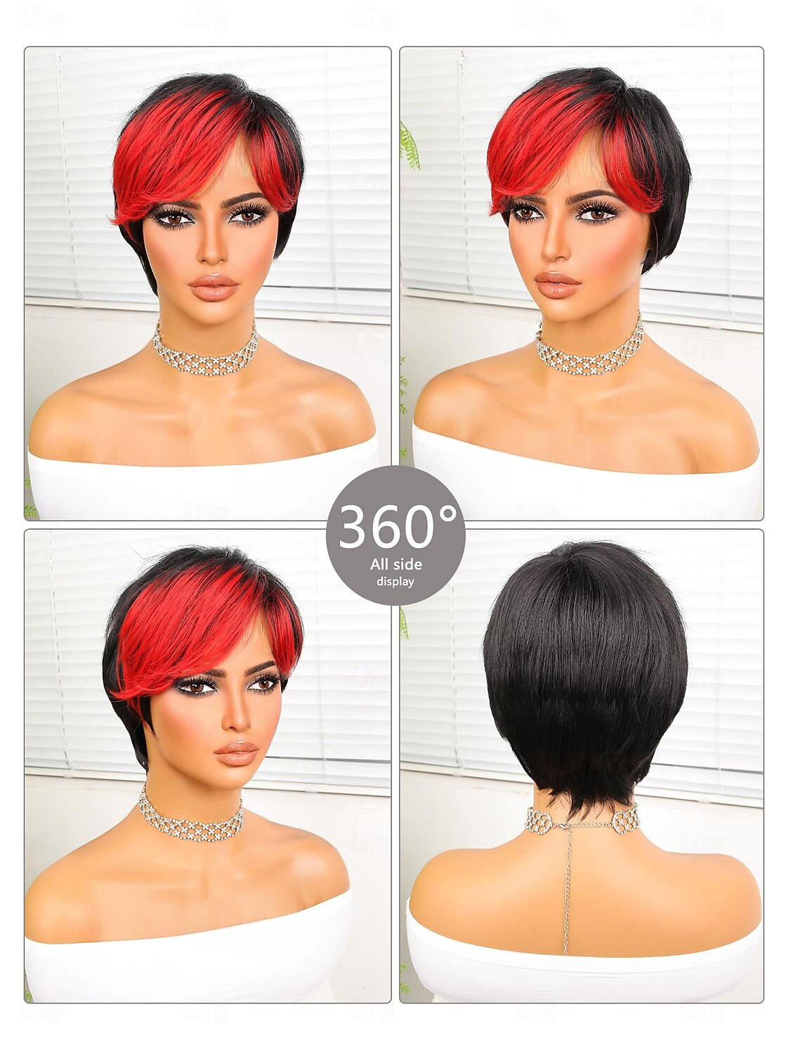 Synthetische pruiken Natuurlijk recht Korte bob Zijdeel Pruik 8 Zwart / Rood Synthetisch haar Dames Gemengde Kleur 2025 - $18.49 –P2