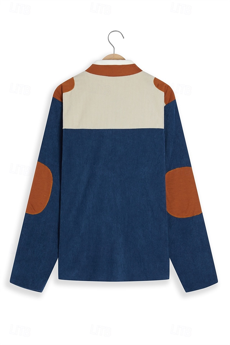 Per uomo Felpa Felpa con zip Felpa di velluto a coste Nero Blu Marrone mezza cerniera Color Block Collage Sportivo Giornaliero Per eventi Vello Streetwear Informale Vello sottile Autunno inverno del 2025 a $27.99 –P4