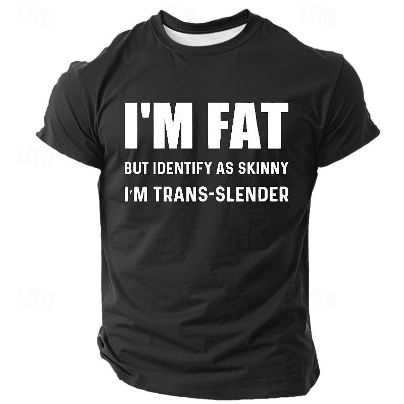 Camiseta Gráfica Engraçada Masculina 'Estou Gordão Mas Me Identifico Como Magro Sou Trans-Esbelto' Camiseta de Humor de Trocadilhos de 2026 por $19.49 –P3