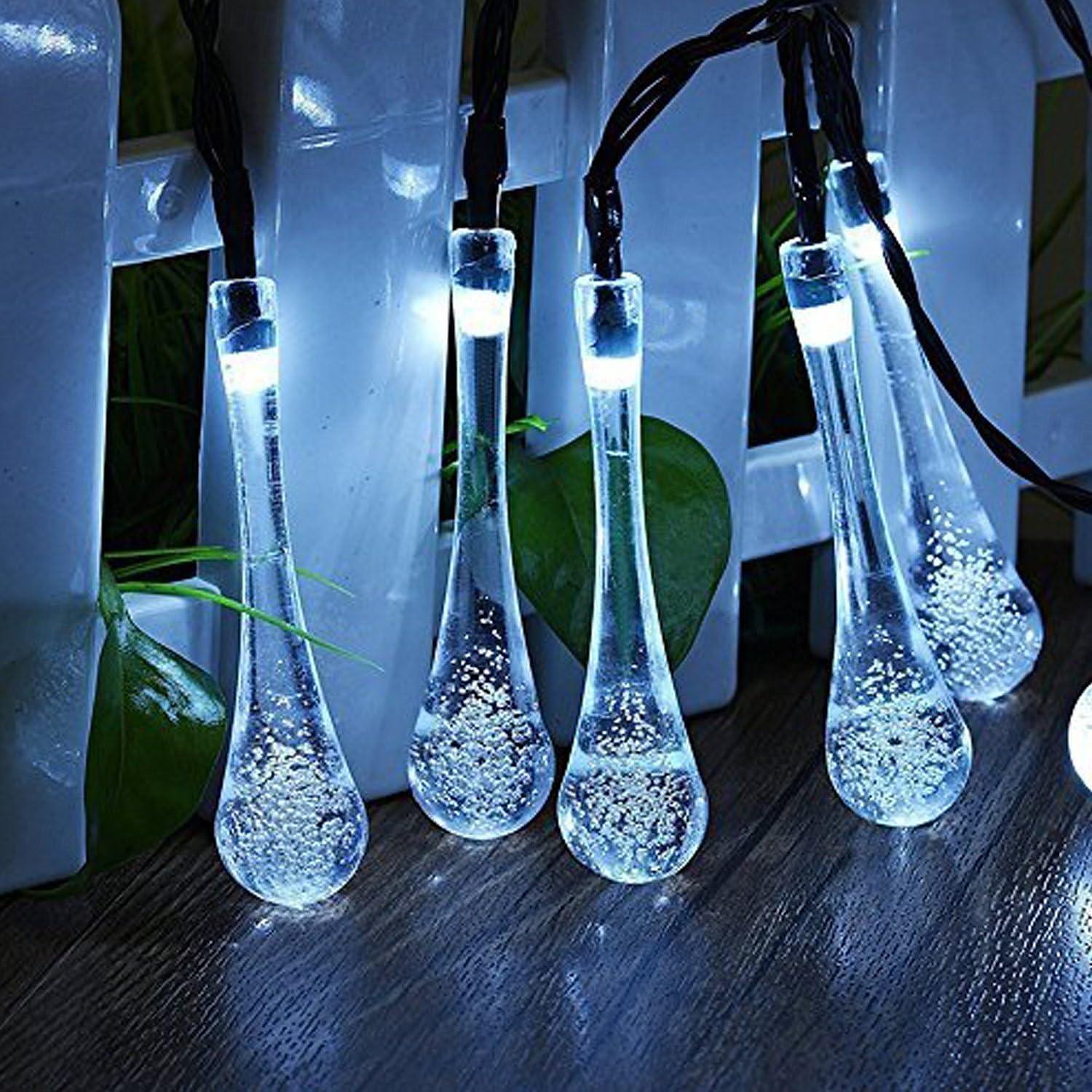 6.5m 30leds luci della stringa solare goccia d'acqua luci esterne impermeabili stringa di fata 8 modalità di illuminazione vacanza matrimonio giardino prato natale halloween decorazione del patio del 2025 a $14.49 –P10