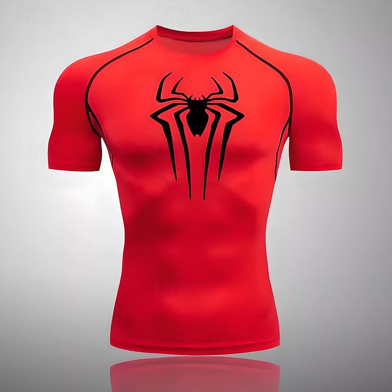 Men's Compression Shirt Athletic Shirt Gym Shirt Fitness Shirt Short Sleeve Tee Tshirt Casual Athleisure Breathable Quick Dry Soft Fitness Gym Workout Running Sportswear Activewear Black White Red 2025 - $12.39 –P7