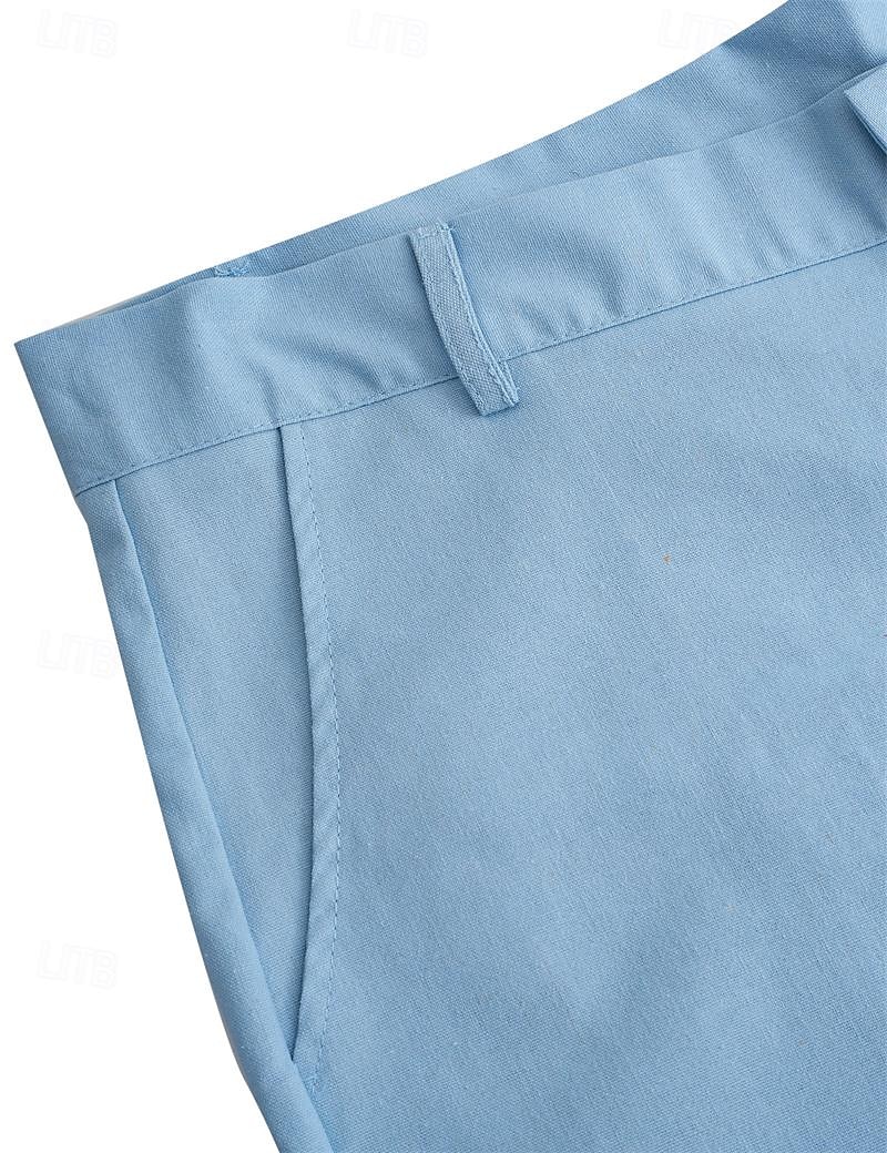 Men's Linen Pants Trousers Summer Pants Beach Pants Front Pocket Straight Leg Plain Comfort Breathable Business Casual Daily Fashion Basic Black White 2025 - GBP £22 –P5