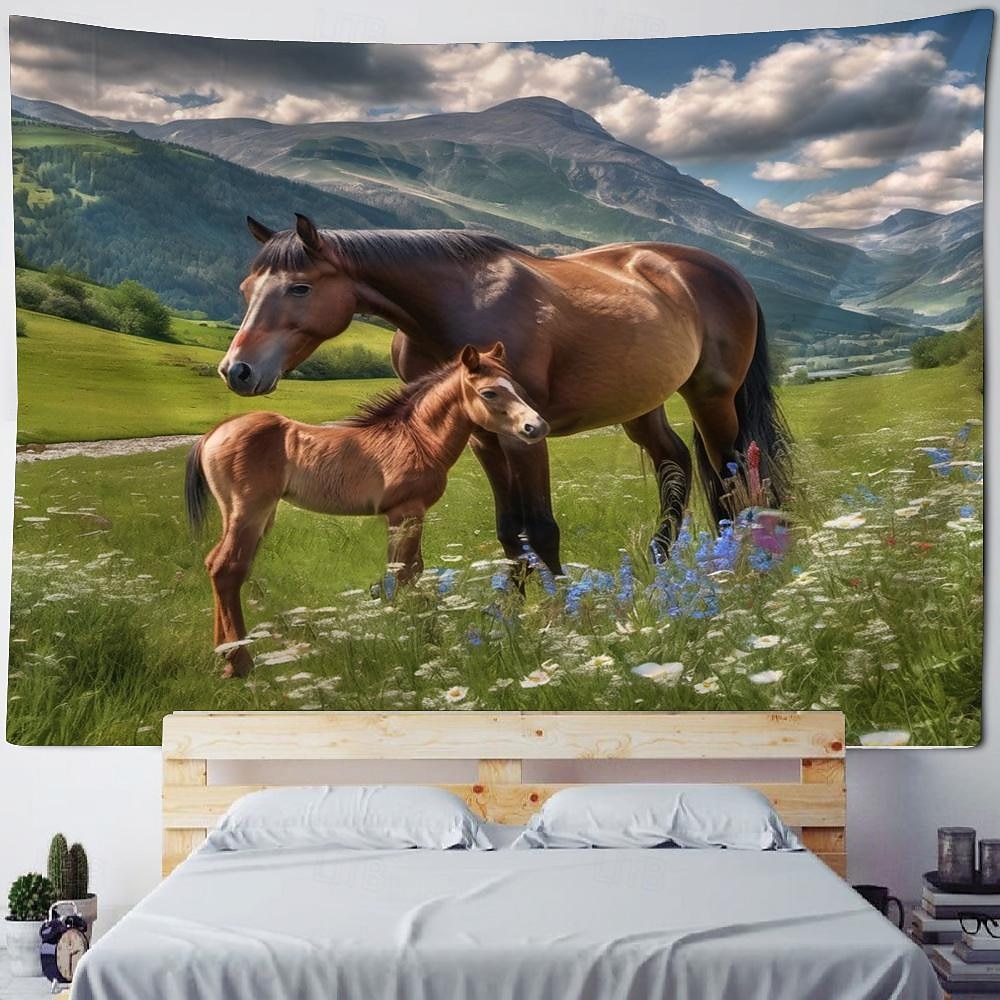 zvíře kůň pláž závěsný gobelín nástěnné umění velký gobelín nástěnná malba výzdoba fotografie pozadí přikrývka opona domácí ložnice dekorace obývacího pokoje 2026 - $17.99 –P6