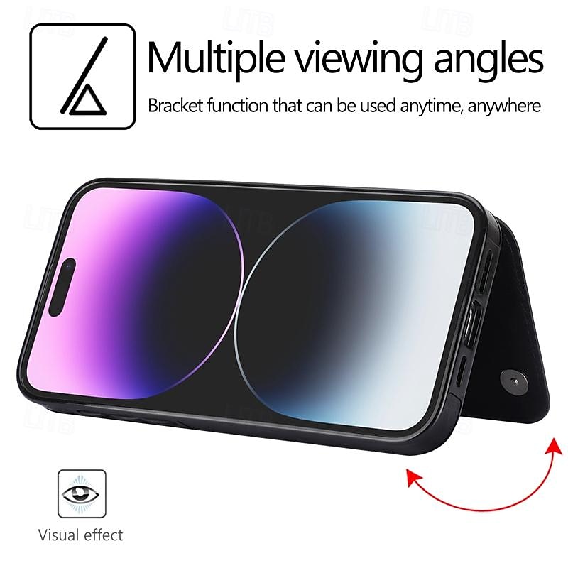 telefon Ügy Kompatibilitás iPhone 16 iPhone 15 Pro Max Plus iPhone 14 13 12 11 Pro Max Plus Mini SE Fekete tok Állvánnyal Mágneses Kártyahely Retro TPU PU bőr 2025 - $16.99 –P3