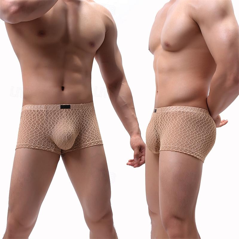 Férfi 1 db Szexi bugyi Boxerek Boxeralsó Csipke Poliészter Légáteresztő Mekano Kényelmes Sima Közepes derekú Fekete Fehér 2025 - $8.99 –P8