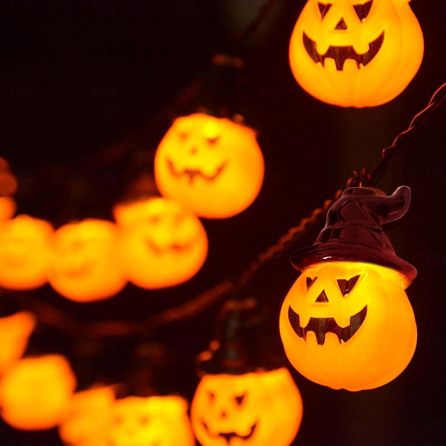 solenergi halloween gresskar string lys lyser opp gresskar jack o lanterne 5m 20leds 7m 30leds 8 moduser husholdning vanntett for halloween hage hage hage plen balkong dekorasjon 2025 - $32.99 –P7