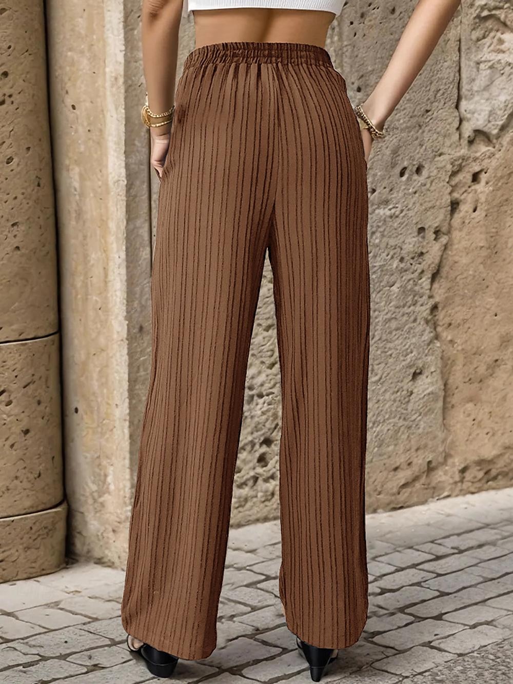 Women's Pants Trousers Fashion Long Plain Side Pockets Elastic Drawstring Design Breathability Comfortable Micro-elastic Casual Daily Black Blue Brown Green Spring & Summer Regular Fit 2025 - $24.99 –P13