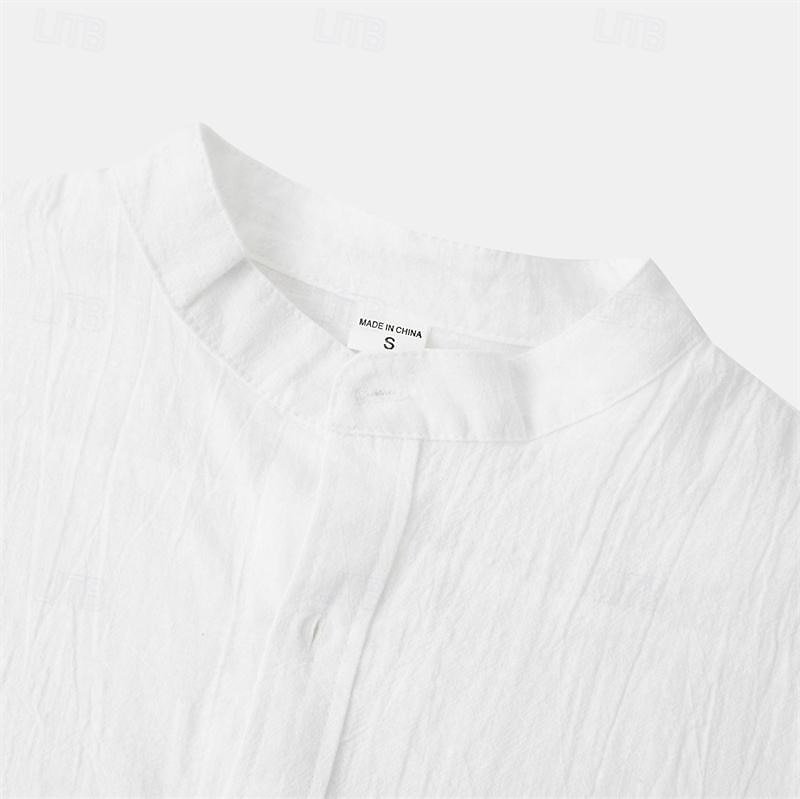 Per uomo Camicia Camicia Estiva Camicia casual Camicia da Spiaggia Camicia con Bottoni Nero Bianco Blu marino Marrone Kaki Manica Lunga Semplice Colletto alla coreana Vacanza Camicia hawaiana Tasca del 2025 a $30.99 –P18