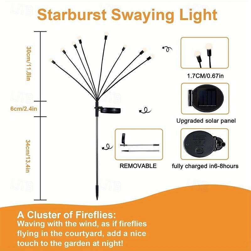 2pcs Solar Swaying Firefly Lights Purple Orange Light Outdoor Solar  Ground Pathway light with 8 Heads for Halloween Outdoor Courtyard Halloween Decorations 2026 - $25.99 –P5