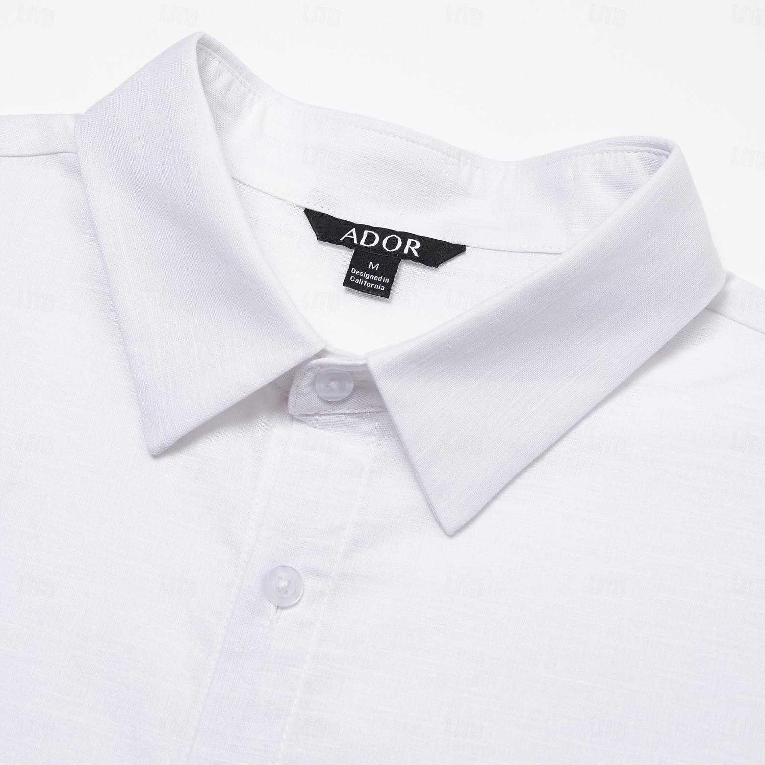 Voor heren linnen overhemd Wit Korte mouw Effen Kleur Bloemig Grafisch Strijkijzer Overhemdkraag Buiten Grafisch Kleding Casual / Dagelijks 2025 - $16.49 –P1