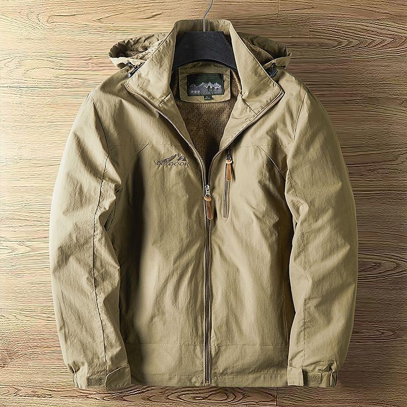 Herren Soft Shell Jacke Wanderjacke Draussen Windundurchlässig Wasserdicht Kapuzenshirt Windbreaker-Jacke Camping / Wandern / Höhlenforschung Reisen Schwarz Armeegrün Marinenblau Khaki Grau 2025 - $34.99 –P5