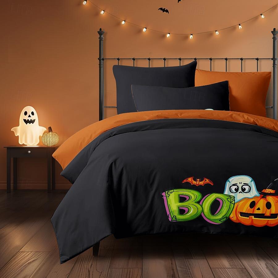 kolekce halloween sada povlaků na přikrývky Jack o lucerna dýně 3dílná sada super měkká šetrná k pokožce s dlouhou životností 2025 - $41.99 –P25
