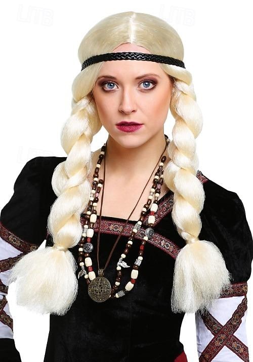 Perruque viking blonde Halloween soirée cosplay de 2026 ? $19.99 –P1