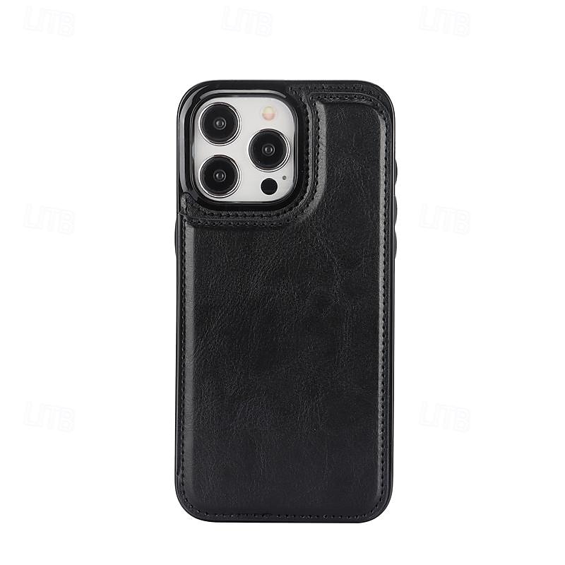 telefon Ügy Kompatibilitás iPhone 16 iPhone 15 Pro Max Plus iPhone 14 13 12 11 Pro Max Plus Mini SE Fekete tok Állvánnyal Mágneses Kártyahely Retro TPU PU bőr 2025 - $16.99 –P12