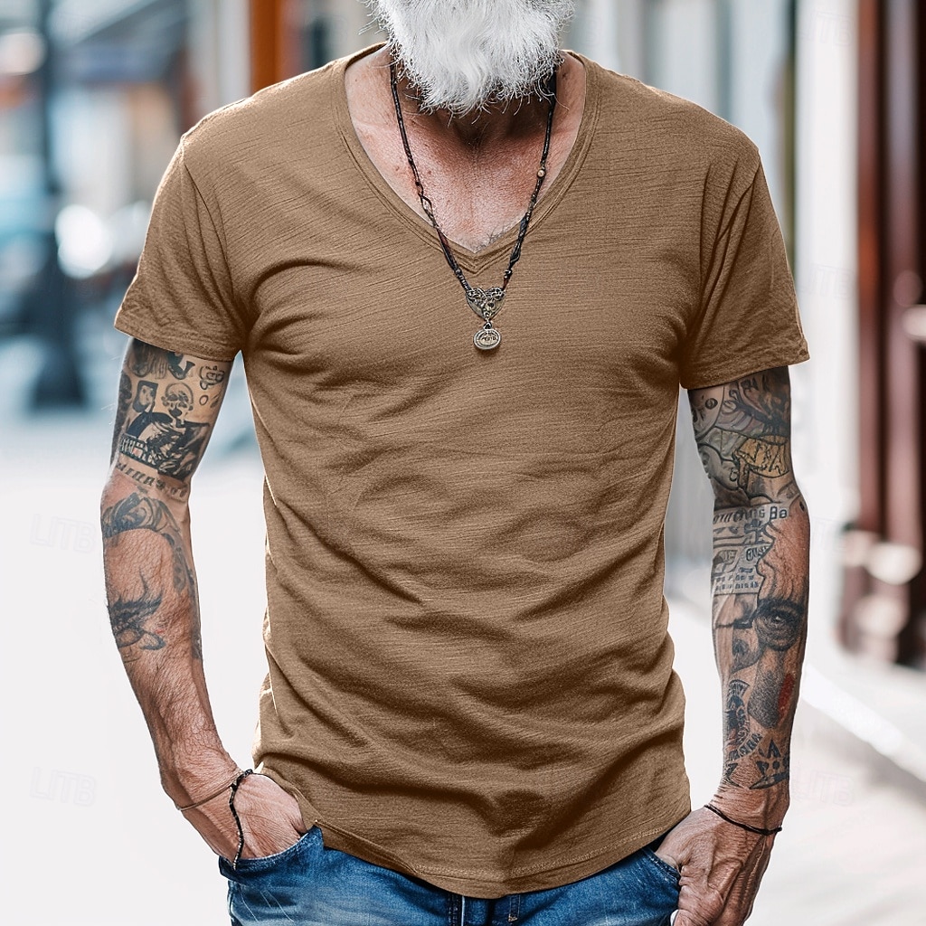 Per uomo Maglietta Maglie traspiranti Manica Corta Scollo a V Semplice Sport Essenziale Casual Morbido Casa Streetwear Casual Esercito verde blu navy Nero Maglietta Top per Uomo del 2025 a $13.99 –P8