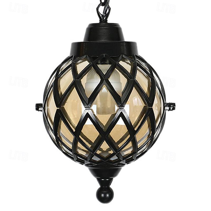 lampade a sospensione per esterni, lampada a sospensione per esterni portico impermeabile lampadario in metallo nero con globo di vetro trasparente con struttura in gabbia di ferro, lanterna esterna del 2025 a $92.99 –P3