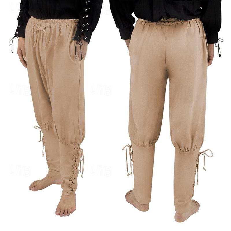 Retro Antiguo Medieval Renacimiento pantalones piratas Feria del Renacimiento caballero celta Ranger Color sólido Hombre Pirata Fantasía Víspera de Todos los Santos Carnaval Mascarada Rendimiento 2025 - $27.99 –P5
