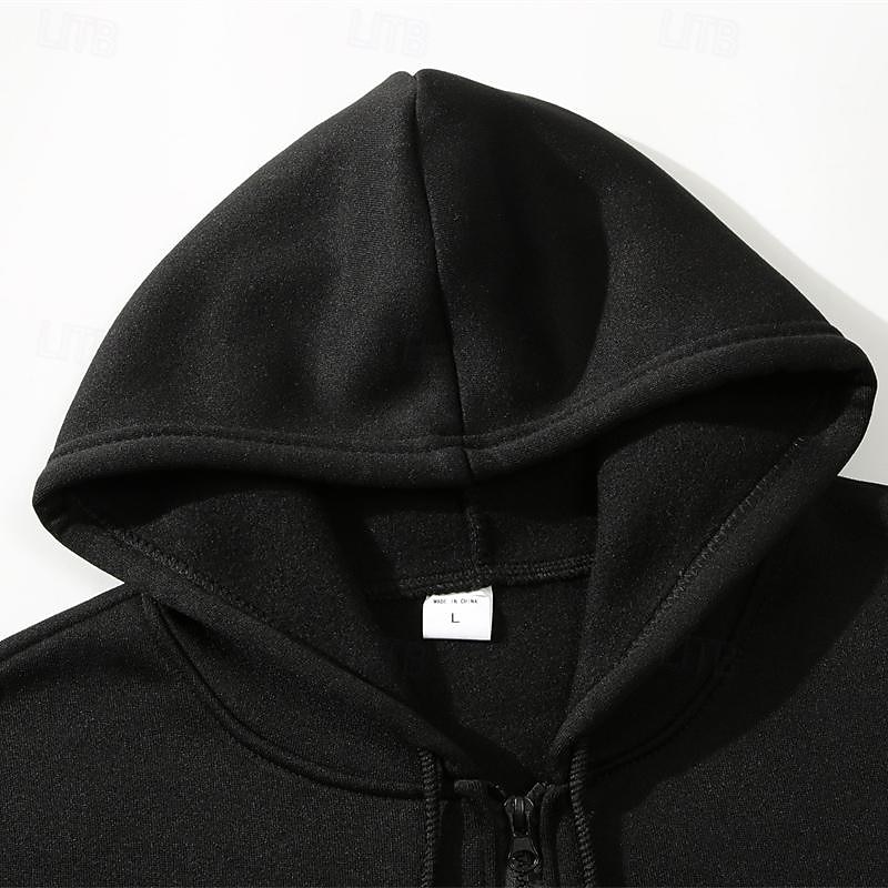 Hombre Sudadera con capucha y cremallera completa Sudadera con cremallera Negro Blanco Gris Claro Gris Oscuro Con Capucha Plano Cerrar Bolsillo Deporte Diario Festivos Poliéster Ropa de calle Básico 2026 - $23.99 –P5
