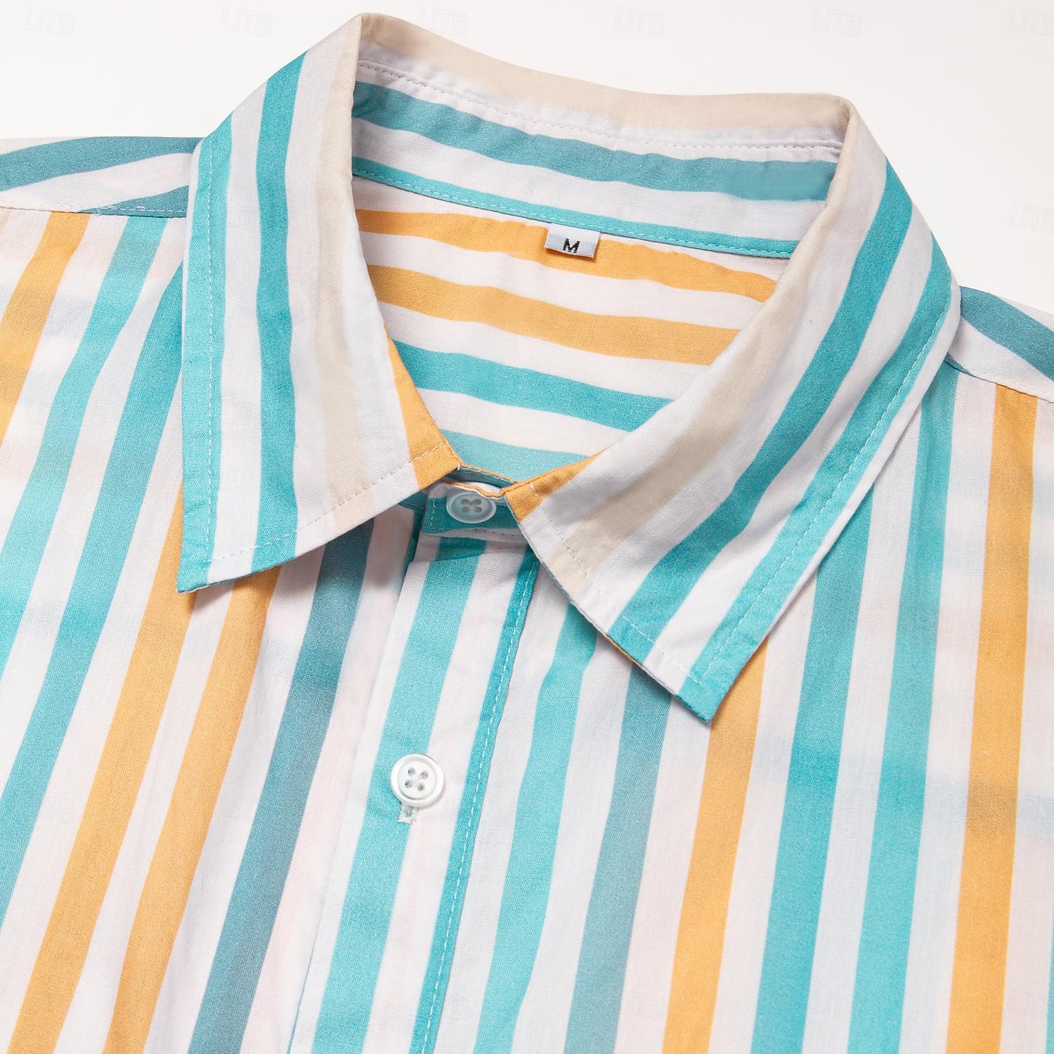Per uomo A righe Camicia con Bottoni Manica Lunga Casual Confortevole Resort Casual Casuale Quotidiano Primavera & Autunno Collo ripiegato Colletto a Camicia Blu del 2025 a $3.79 –P5