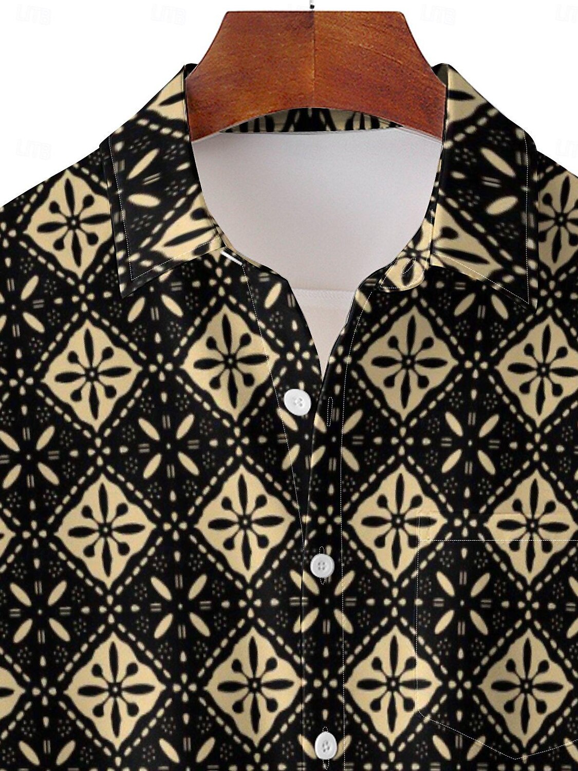 Herren Ethnisch Blumen / Pflanzen Knopfhemd Kurzarm Brautkleider schlicht Ausgehen Wochenende Frühling Sommer Hemdkragen Print Schwarz 2025 - $20.99 -P3