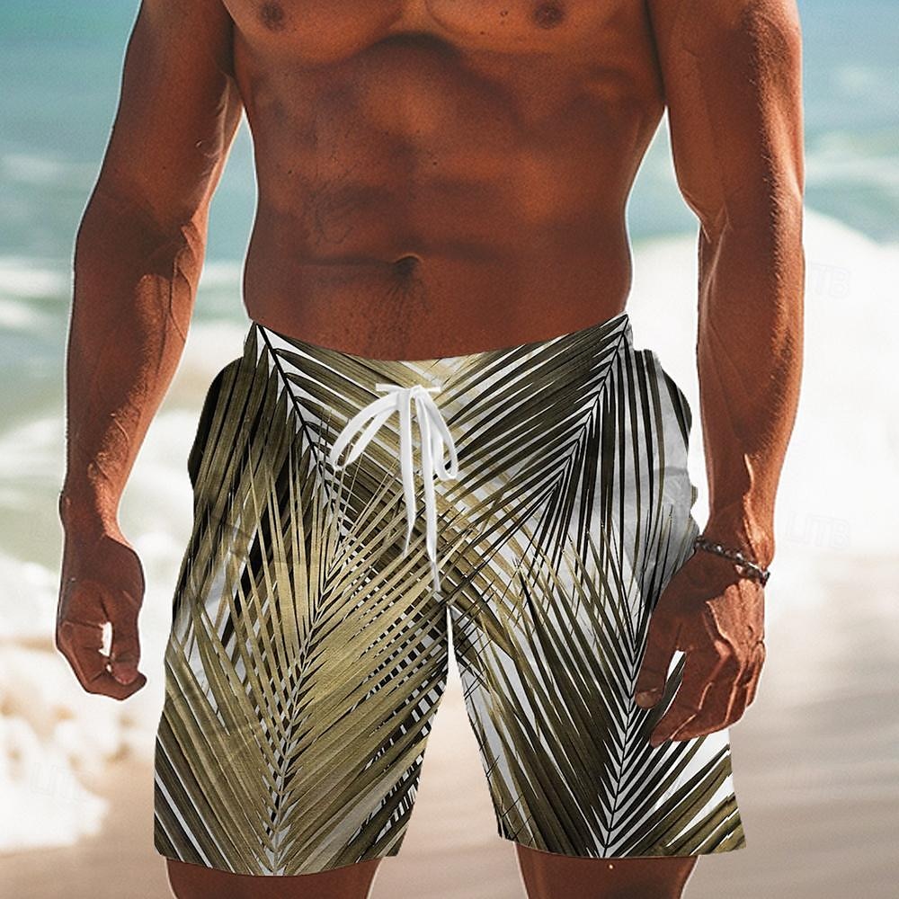 Homens Folha Plantas Tropicais Calção de Banho Bermuda de Surf Calção Cintura Média Moda Roupa de rua Designer Casual Diário Feriado Bolsos Com Cordão Cintura elástica Designer Roupa de 2025 por $19.99 –P2