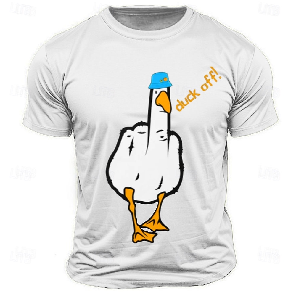 2025年 男性の面白い 'ダックオフ！' 中指ダックの言葉遊びグラフィックTシャツショートスリーブ  コレクション – $15.99 –P5