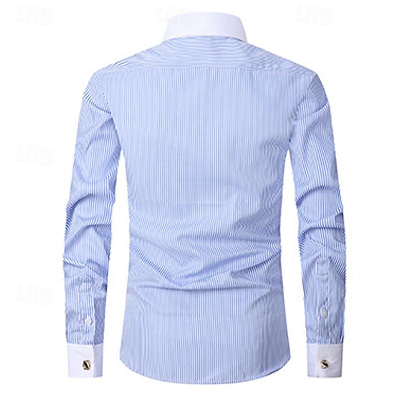 Men's Shirt Dress Shirt Collared Shirt Button Up Shirt Color Block Wedding Party Black Light Purple Dark Blue Light Sky Blue Long Sleeve Lapel Spring & Fall Clothing Apparel 2025 - $26.99 –P3