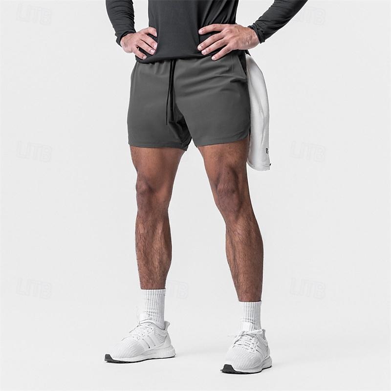 Hombre Pantalones Cortos Running Shorts de gimnasio Pantalones de chándal Correa Bolsillo con forro de compresión Cintura elástica Bermudas Interior Exterior Deporte Verano Secado rápido Ligero Suave 2026 - $16.49 –P9