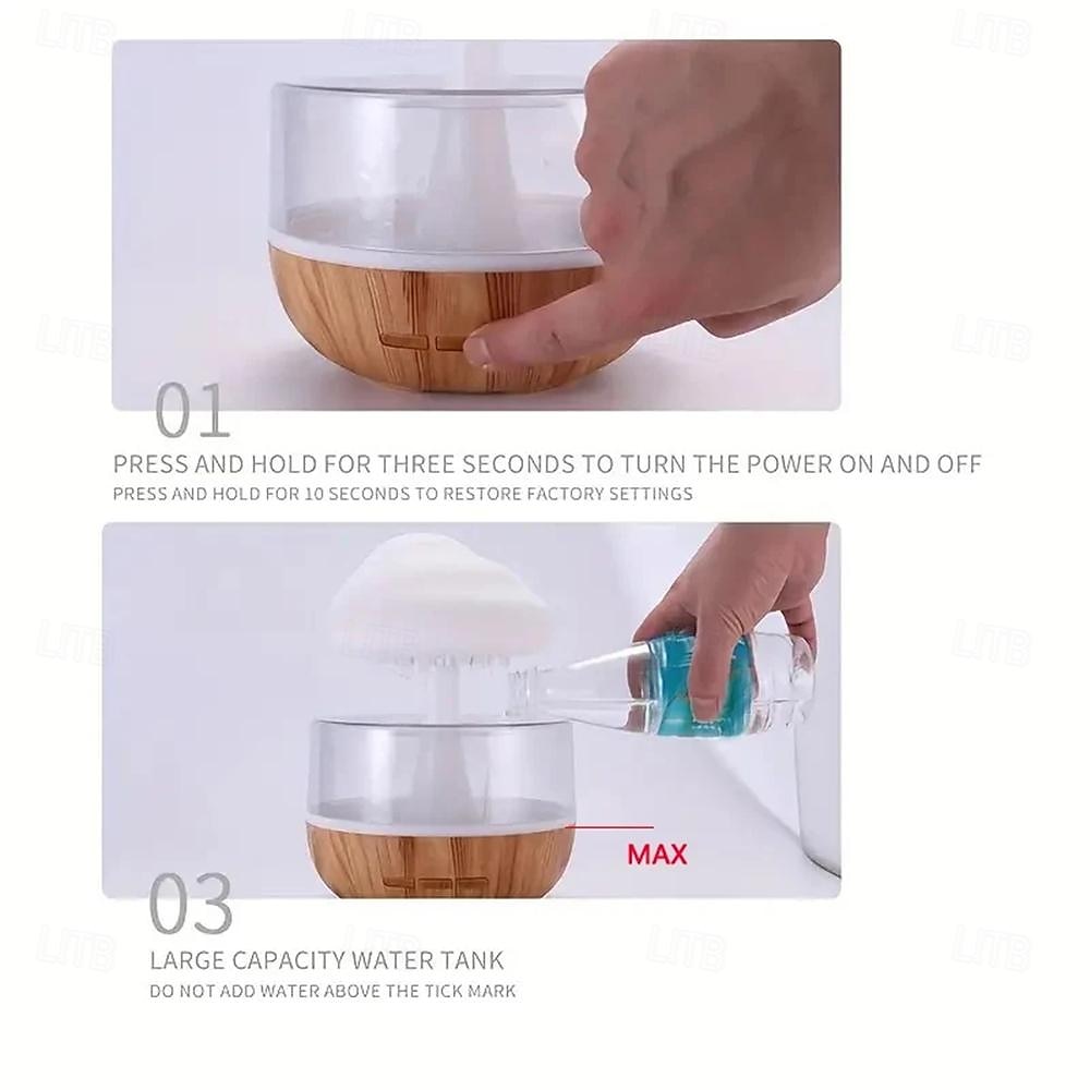 USB Rechargeable Mushroom Rain Cloud Humidifier 7 LED Light Droplet Essential Oil Diffusers Rain Cloud Night Light Sleep Light Room Small Night Light Living Room Decorative Light  1PC 2025 - $45.99 –P5