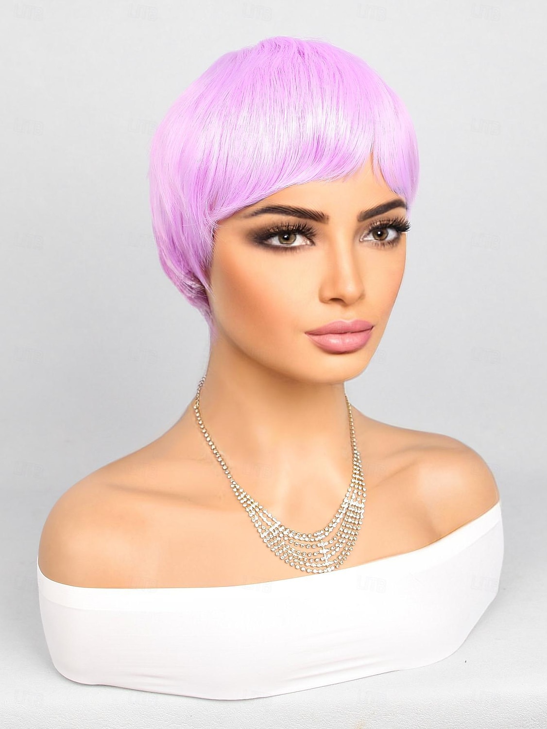 Synthetische Perücken Natürlich gerade Gerader Pony Perücke 8 Zoll A1 Synthetische Haare Damen Lila 2025 - $18.49 –P3
