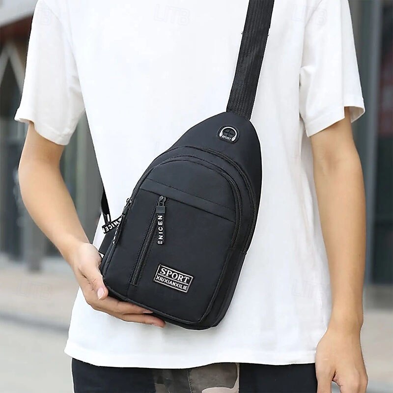 Men's Crossbody Sling Bag with USB Charging Port - Large Capacity, Multi-Pocket Back to School Shoulder Bag 2025 - $11.99 –P1