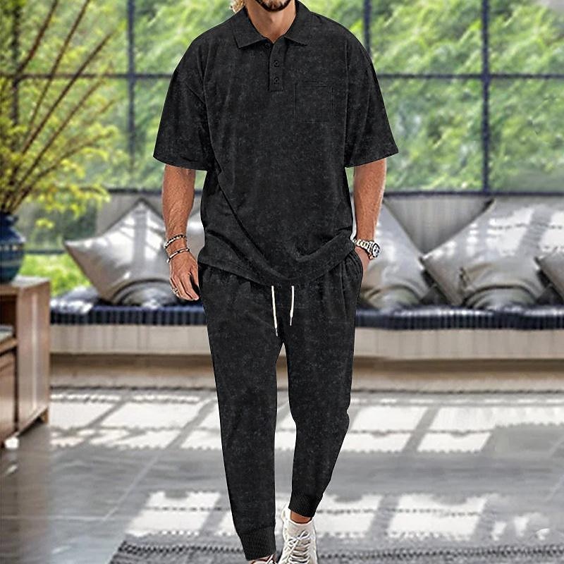 Men's Golf Shirt Golf Polo Work Casual Lapel Short Sleeve Basic Modern Plain Button 2 Piece Spring & Summer Regular Fit Black Army Green Navy Blue Khaki Dark Gray Golf Shirt 2025 - $46.99 –P3