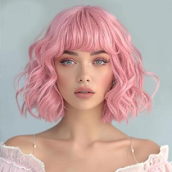 Ombre Blonde Wigs for Women Short Wavy Wig with Bangs Ash Blonde Bob Wig with Dark Roots Medium Length Natural Synthetic Hair for Daily Party& Cosplay Halloween Wigs 2025 - $18.49 –P2