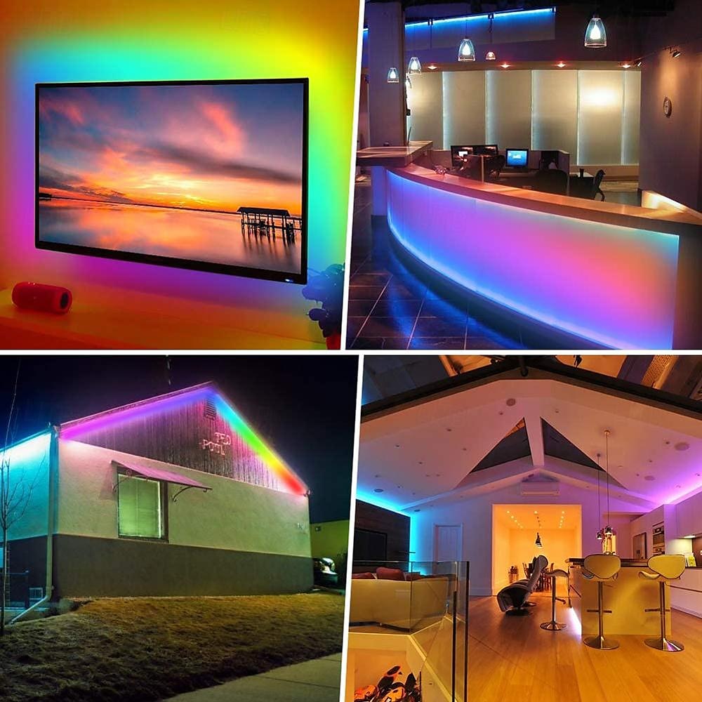 1 m 2m 3M Set luci 30-300 LED 5050 SMD 10mm 1 telecomando da 24Keys 1 set RGBIC (Colore sogno indirizzabile) Strisce LED Controllo APP Impermeabile Collagabile Alimentazione USB del 2025 a $17.99 –P2
