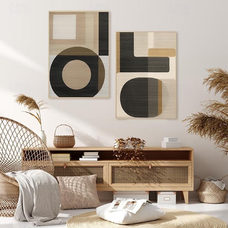 grote handgemaakte wandkunst schilderij wabi-sabi wandkunst bruin modern abstract schilderij op canvas minimalistische kunst zwart en beige kunst woonkamer decor 2025 - $116.99 –P4