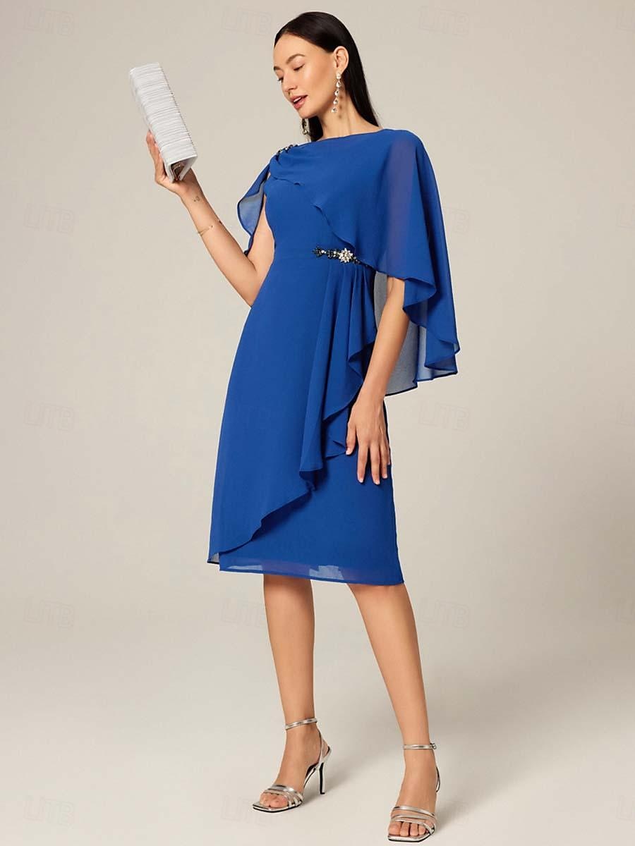 Dámské Větší velikosti Midi šaty Sada šatů Áčkové šaty Elegantní Svatební host Koktejlový večírek Běžný Bez vzoru Bez rukávů Úzký výstřih Námořnická modř Léto 2025 - $60.99 –P5