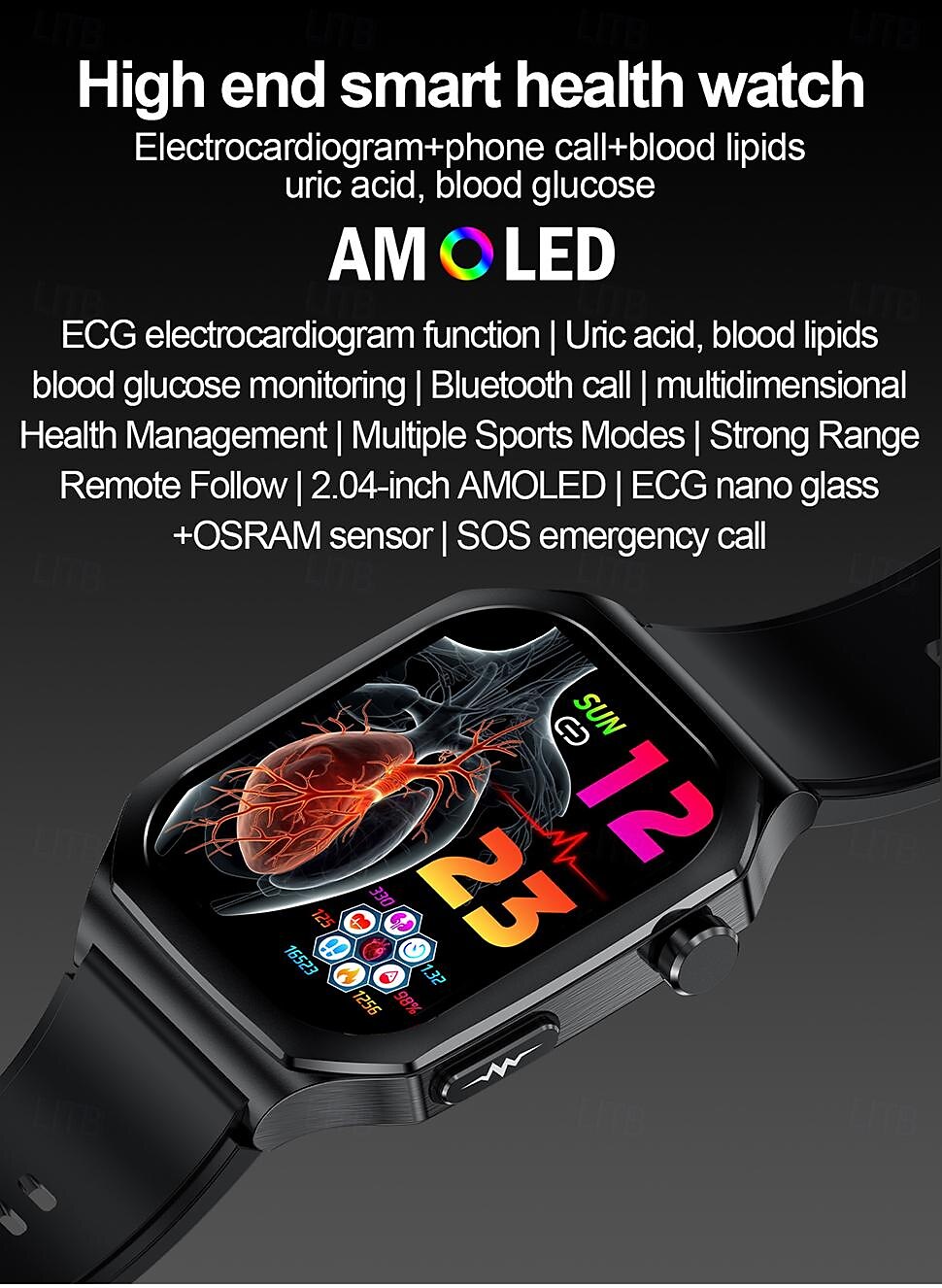 iMosi ET280 Smart Watch 2.04 inch Smartwatch Fitness Running Watch Bluetooth ECG+PPG Temperature Monitoring Pedometer Compatible with Android iOS Women Men Hands-Free Calls Waterproof Media Control 2025 - $74.99 –P1