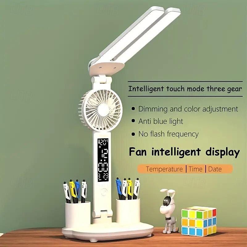 Multi-Functional Eye Protection Desk LED Lamp Study Lamp with Electric Fan Plug-In Operation White 2025 - $29.99 –P1