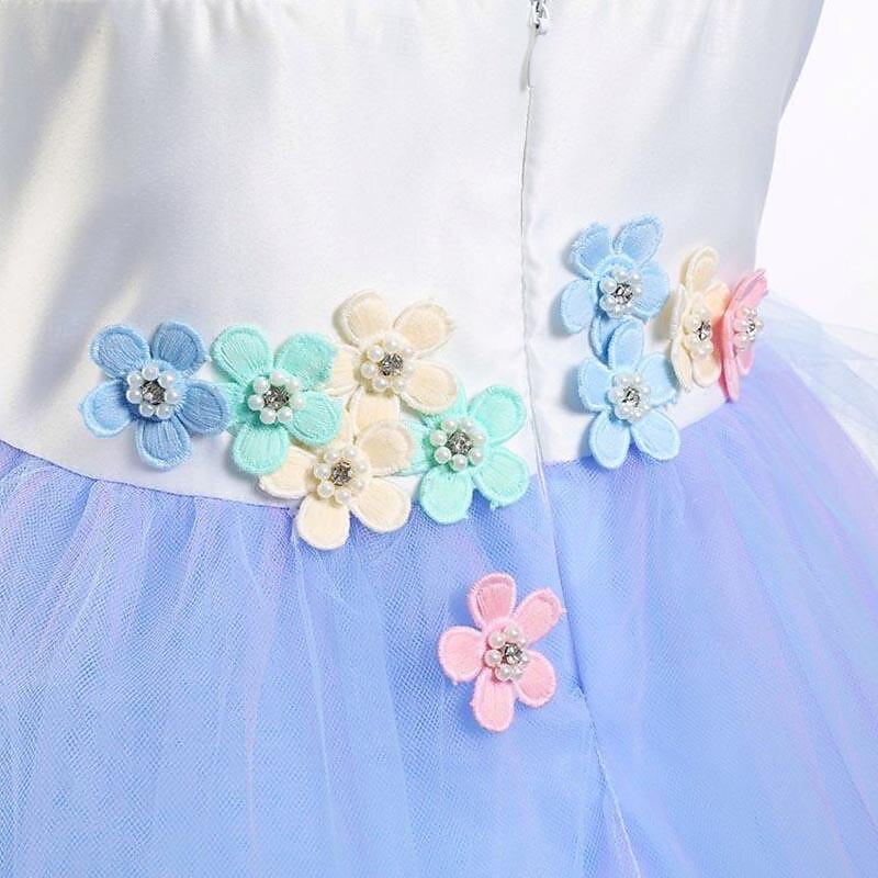 Kids Girls' Dress Color Block Rainbow Sleeveless Party Sweet Polyester Maxi Tulle Dress Summer Spring 3-12 Years Light Pink White Ivory 2025 - $26.99 –P11