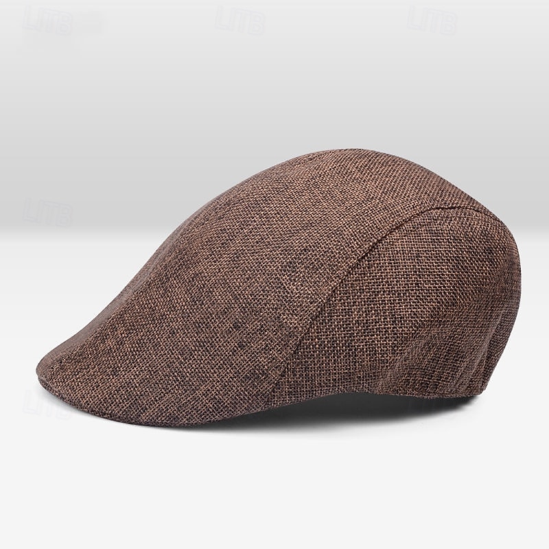 Herr Platt mössa Basker Ascot hatt Newsboy hatt Svart Vit linne Mode Ledigt Brittisk Gata Dagligen Slät Justerbara Andningsfunktion 2026 - $9.49 –P6