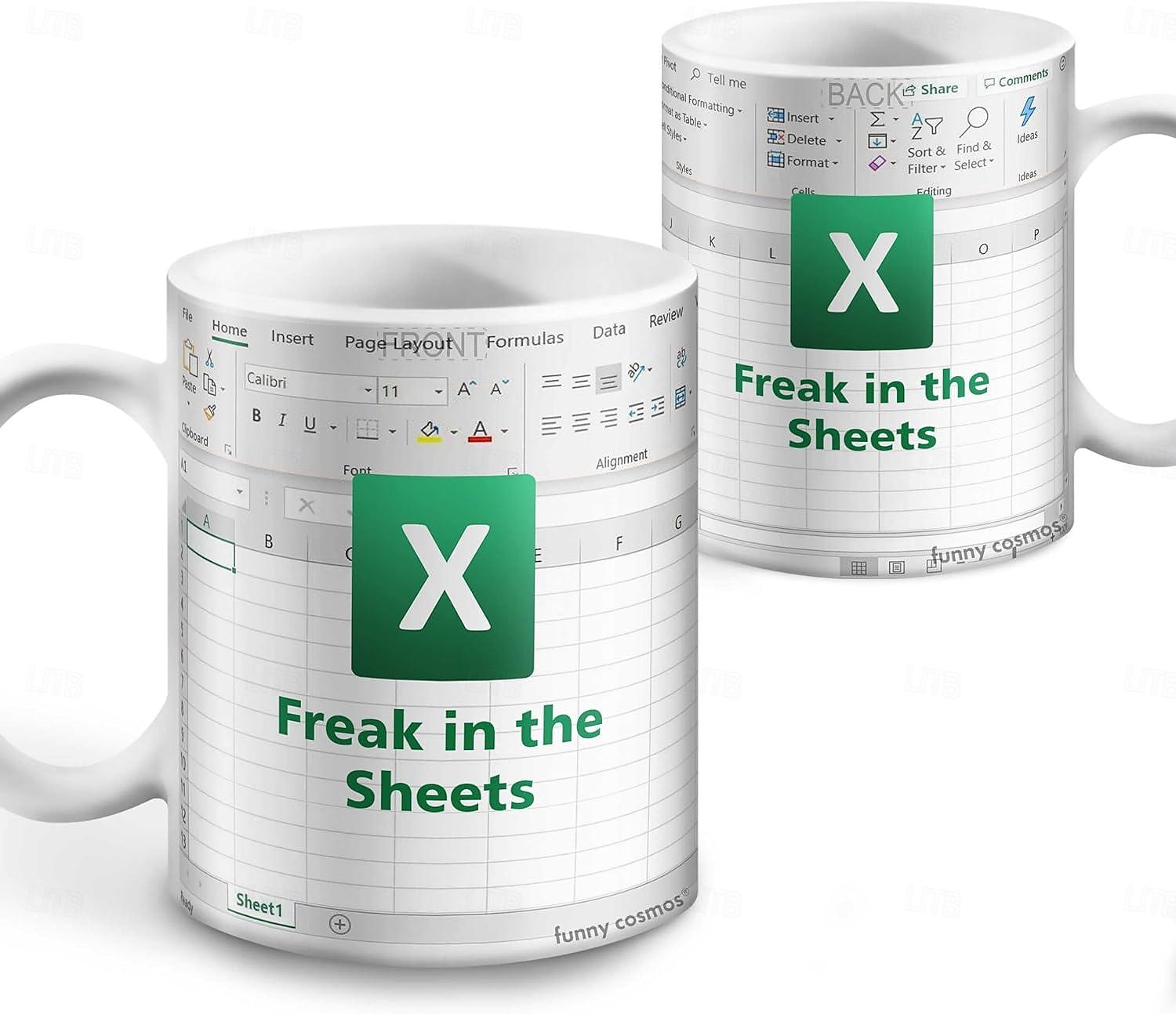 Excel kubek do kawy, śmieszne prezenty dla kobiet mężczyzn dziwak w prześcieradłach kubek prezenty dla szefa przyjaciela cpa współpracowników księgowego biały ceramiczny kubek biurowy 11,8 uncji 2026 - $23.99 –P6